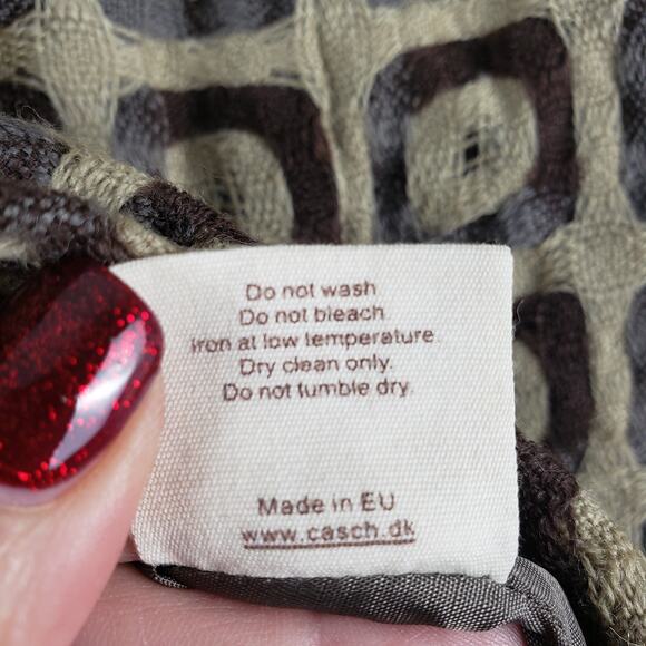 Vintage Casch‎ Women's EU 40 Geo Print Flared Wool Skirt Brown Tan Go-Go Mod - Picture 11 of 11